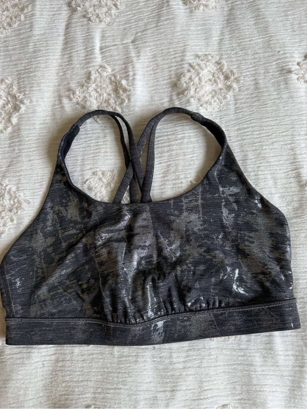 lululemon athletica Black Metallic-Print Strappy Sports Bra